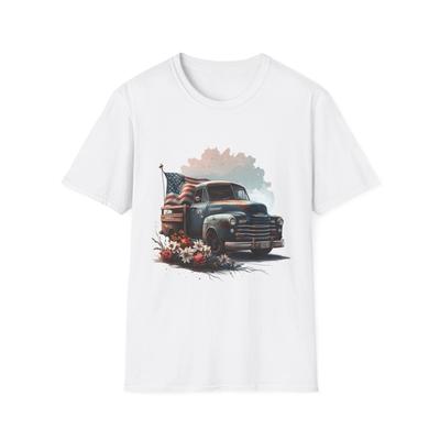Vintage Amerikanischer LKW T-Shirt, Patriotisches Tee, Unisex Softstyle Shirt, 4. Juli