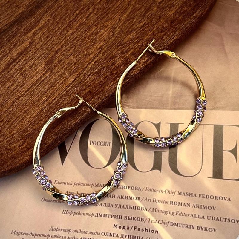 111 silver needles exaggerated large circle full of diamond earrings women's fashion design sense personality unique temperament earrings