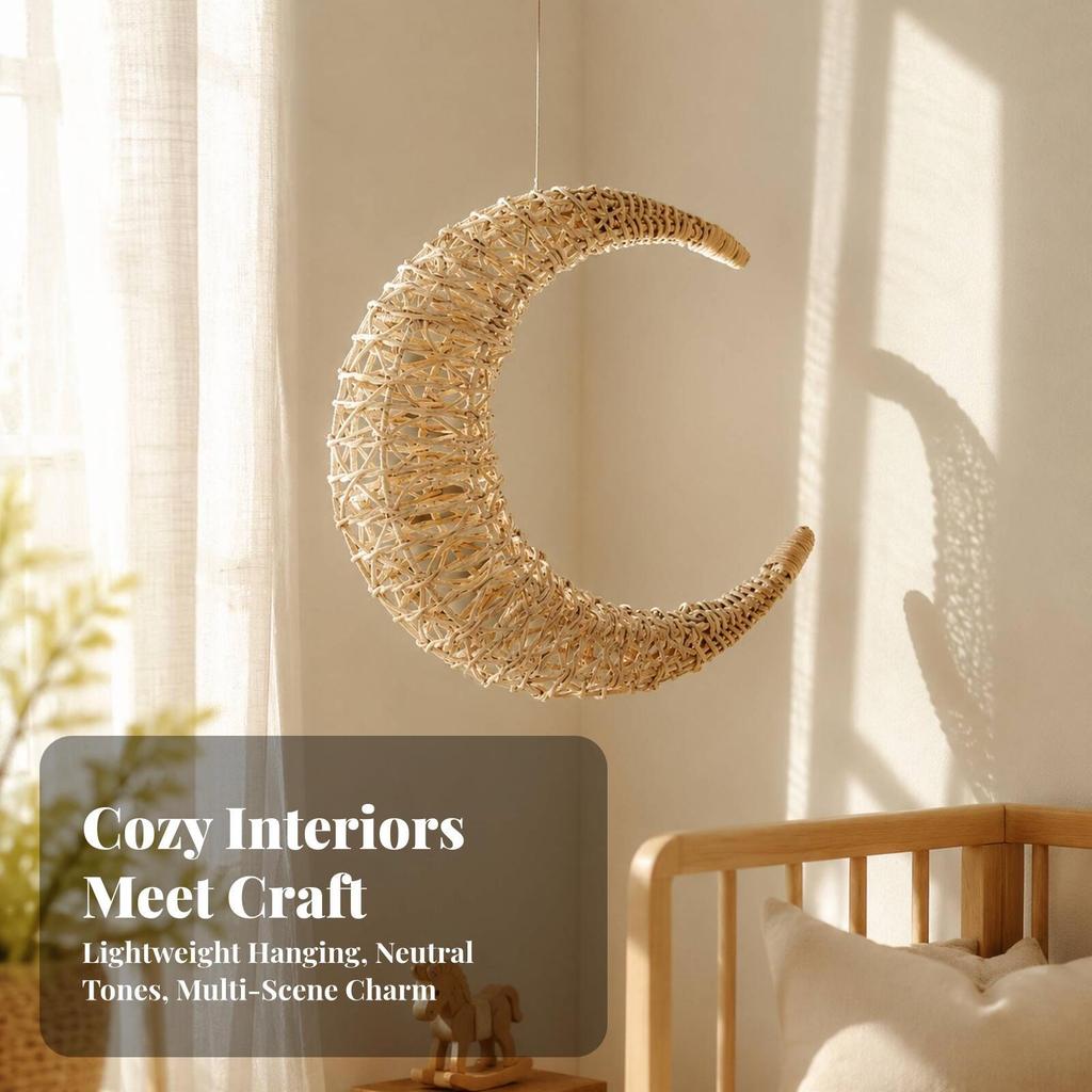 Crescent Moon Hanging Decoration Boho Wall Decor Rustic for Babies, Kids