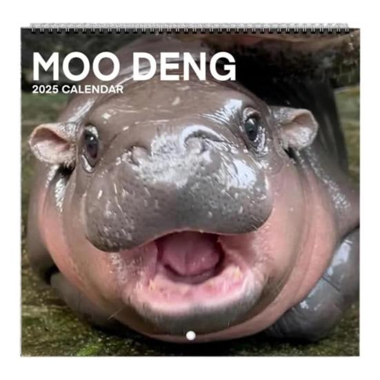 

Календарь Moo Deng Hippo 2025, 12-месячный настенный календарь с изображением карликового бегемота, подвесной ежемесячный календарь для планирования, организации, планирования