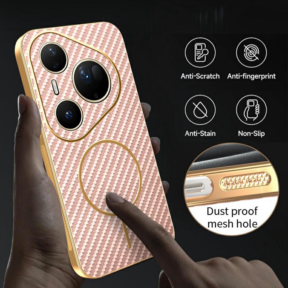 For Huawei Pura 80 Ultra Phone Case Carbon Fiber Textured Electroplated TPU Back Cover