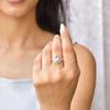 Natural Rose Quartz ring set  Pink quartz statement ring with eternity band Sterling silver fashion ring for women Pear cut ring
