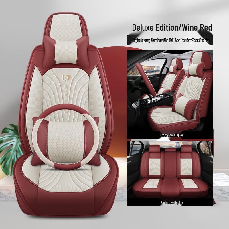 Breathable Perforated Leather Car Seat Cushion - Universal Full Coverage for All Seasons