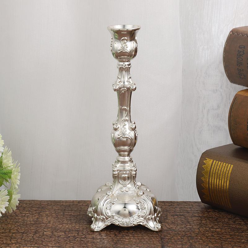 Baroque Style Classical Relief Sculpture Metal Candle Holder Home Decor Living Room Desktop Fireplace Candlestick Ornaments