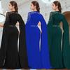 European & American Fashion Beaded Cape Sleeve Evening Dress with Hot Drilling