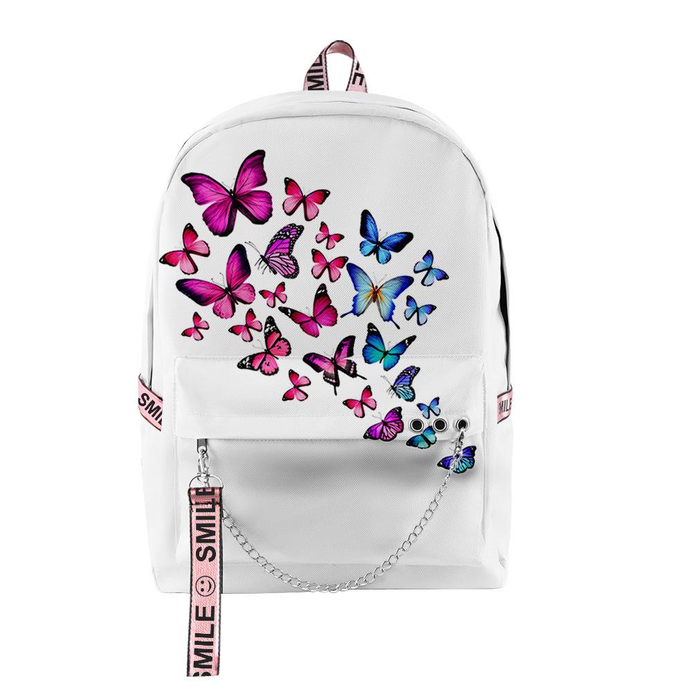 Cartoon Youthful School Bags Unisex Funny Butterfly Travel Bags 3D Print Oxford Waterproof Notebook Shoulder Backpacks