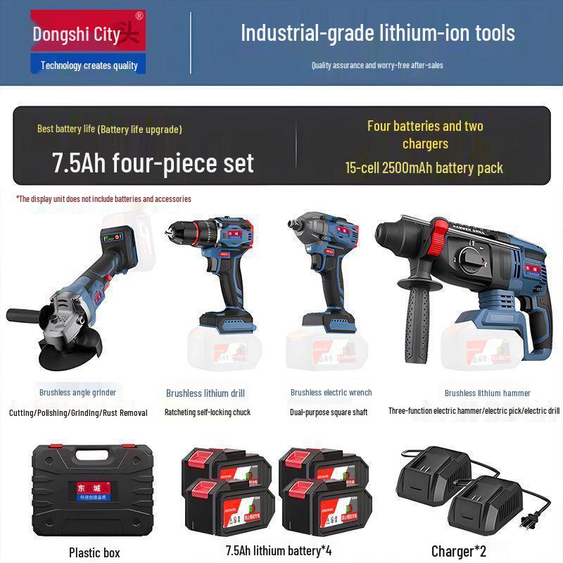 Brushless Cordless Tool Combo: Rotary Hammer, Drill, Screwdriver, Impact Wrench, Angle Grinder High Power