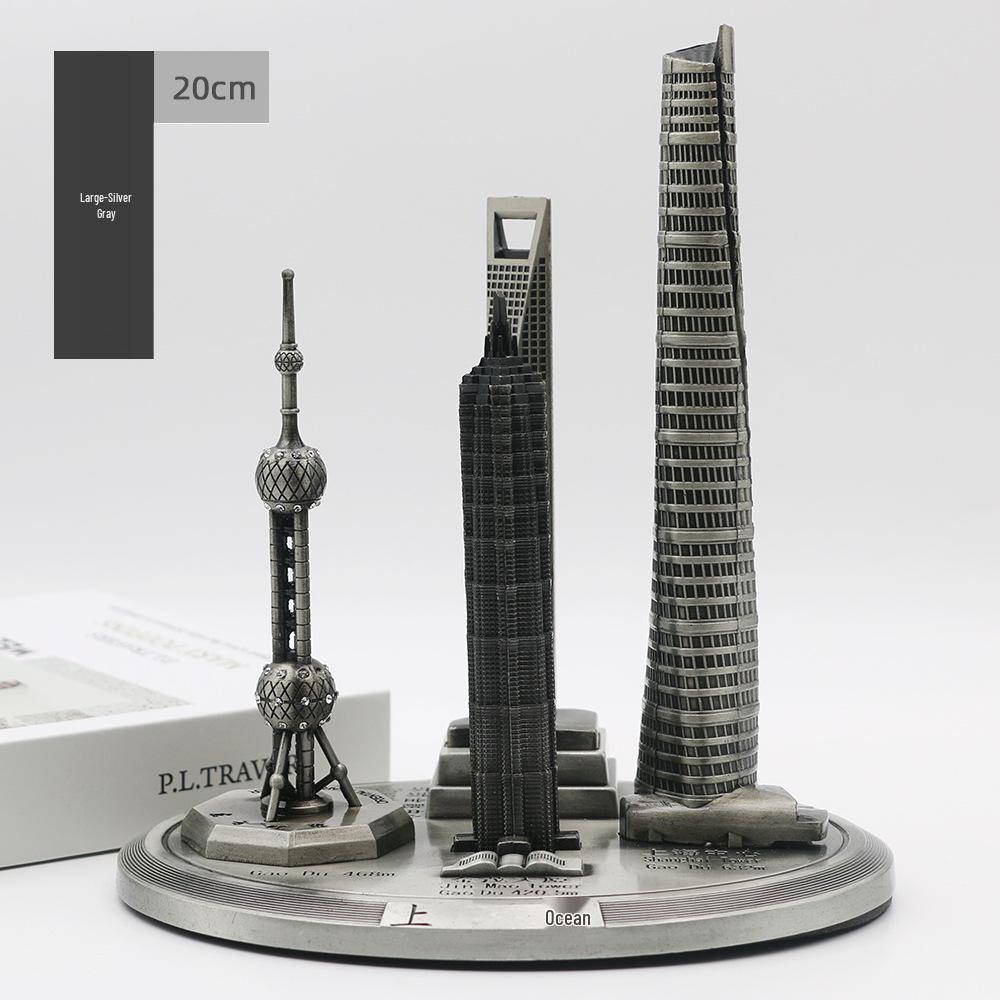 Shanghai Landmark Building Model: Oriental Pearl Tower, World Financial Center, Jin Mao Tower - Metal Creative Handicraft
