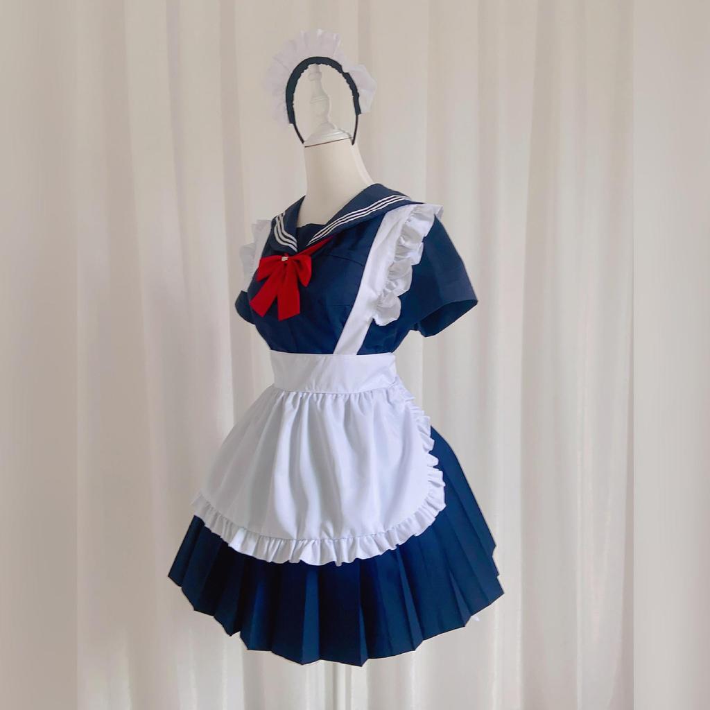 Japanisches Lolita Klassisches Dienstmädchen-Outfit – Schwarz-Weißer Rock mit Schürze