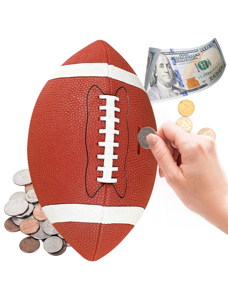 Fußball Sparschwein Fußball Münzbank Unzerbrechliche Plastik Geldbox Rugby Spardose für Sportfans