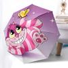 Cheshire-Katze-Themen-Regenschirm mit automatischem Öffnen und Schließen, Helle Farbe, 8-Speichen, Tragbar, Geeignet für Männer und Frauen, Ein Perfektes Geschenk für C