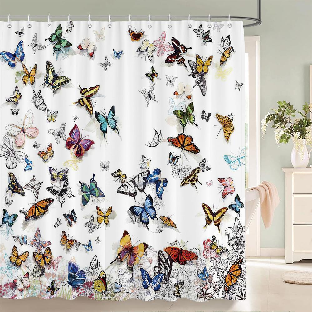 Chinese Style Flower and Birds Tree Shower Curtains Bath Curtain Waterproof Bathroom Decor With Hooks 3d Printing Bath Curtain