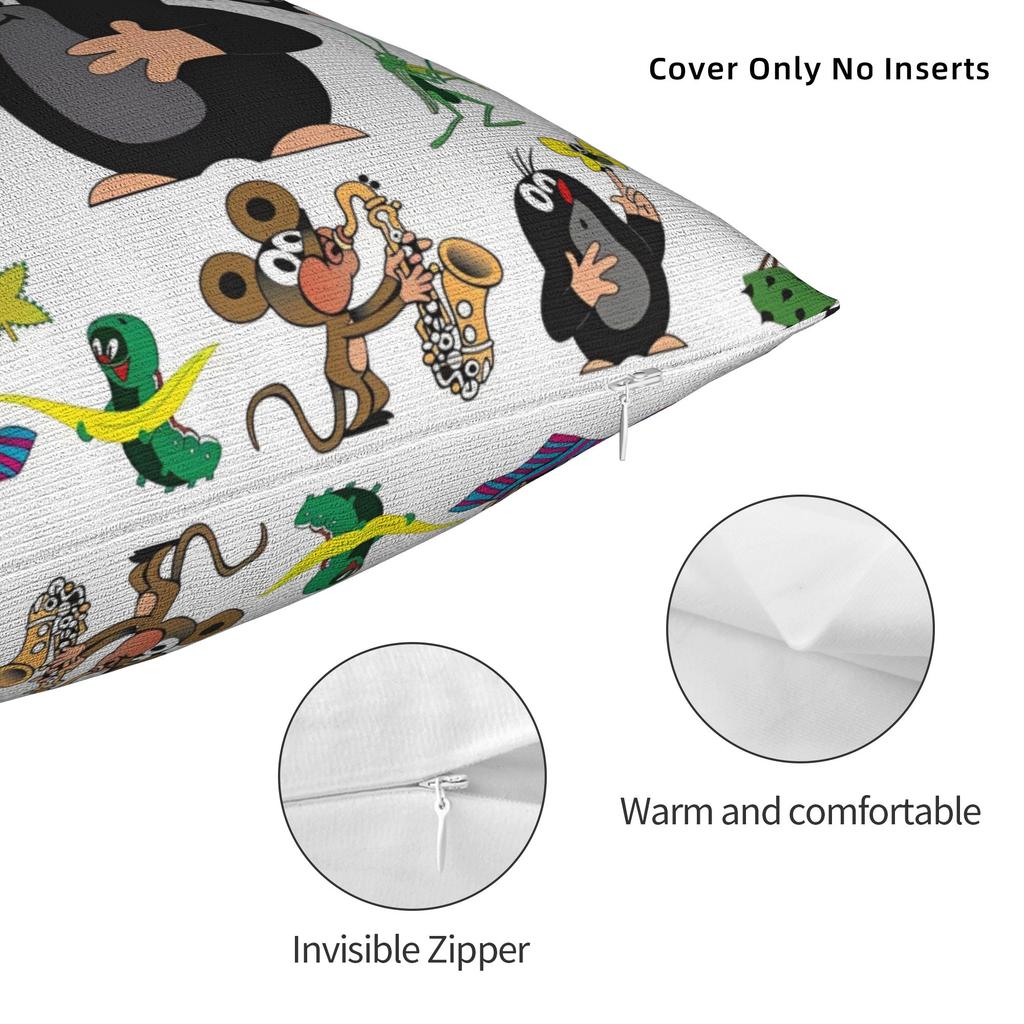 The Little Mole Krtek Pillowcase Printing Polyester Cushion Cover Decor Cartoon Floral Throw Pillow Case Cover Home Square