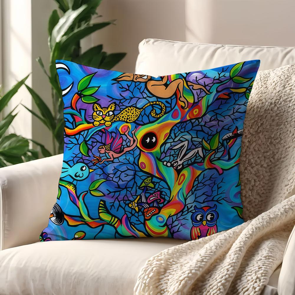 Art Psychedelic Geometrical Figures Cushion Cover For Pillow Printing Sofa Decoration Home Car Room Office Nordic Simplicity