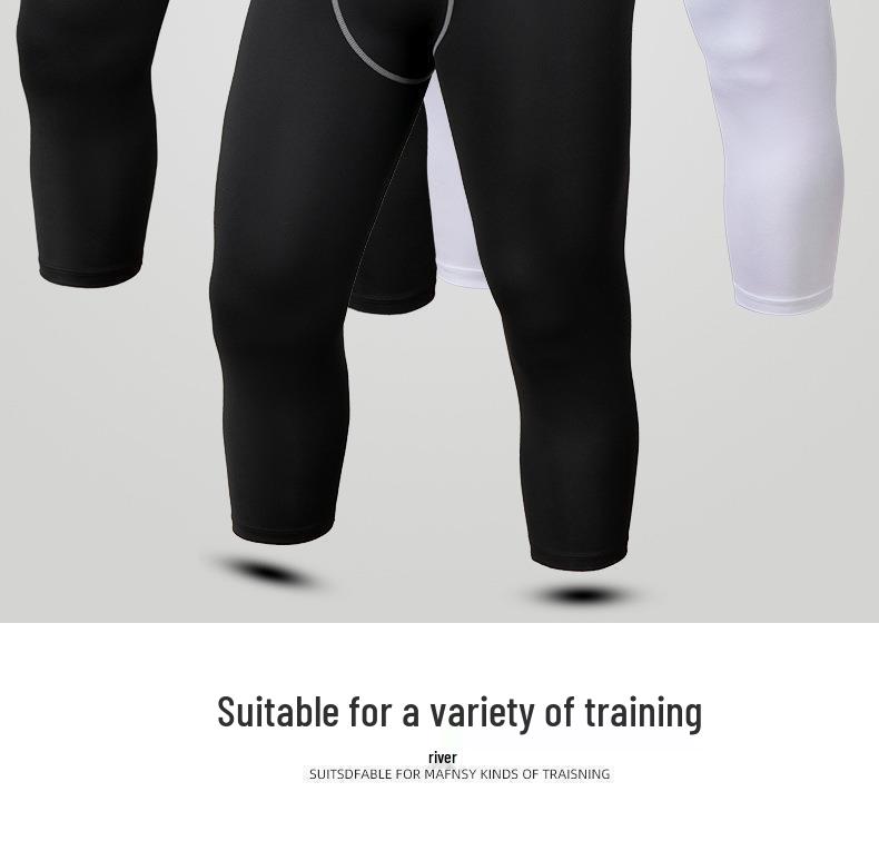 Men's Sports Compression Tights: Quick-Dry, High-Elastic 7/8 Leggings for Running, Basketball, and Cycling.