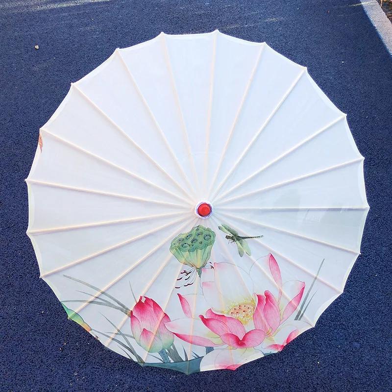 84cm Vintage Chinese Umbrella Silk Cloth Japan Cherry Blossoms Umbrella Home Hotel Ceiling Decor Anime Festival Umbrella Props