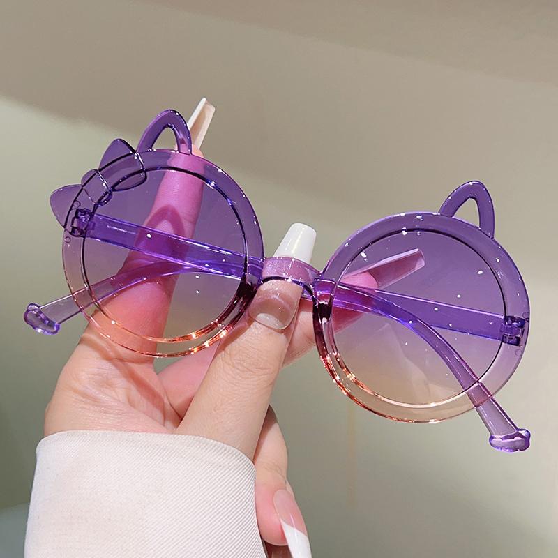 1/7 Pcs Round Children Sunglasses New Cute Cat Shaped Candy Color Decor Shades for Girls Trendy Stylish Kids Sun Glasses