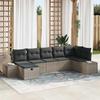 7 Piece Grey Garden Sofa Set with Cushions