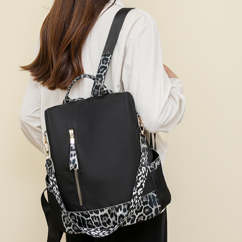 Women's Leopard Print Backpack Anti-Theft Travel Backpack Student Schoolbag