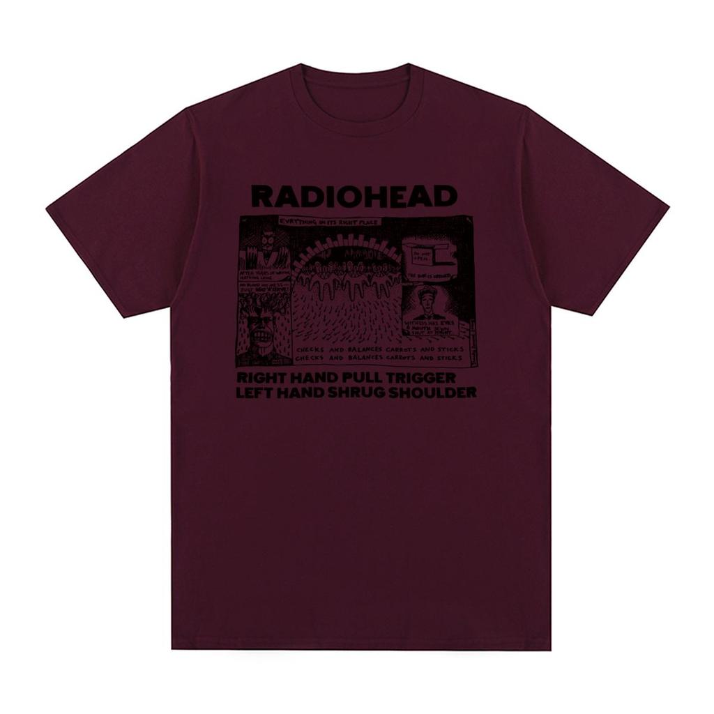 Radiohead Vintage Tshirt Hip Hop Rock Band Unisex Music cute cartoon Ok Computer Cotton Unisex T shirt New Tee Tshirt Womens Tops