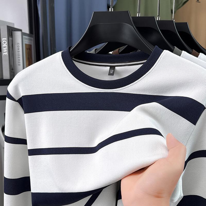 Korean Style Color Block Striped Loose Long Sleeve Top for Autumn/Spring