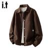 Izzue Men's Casual American-Style Loose Lapel Jacket
