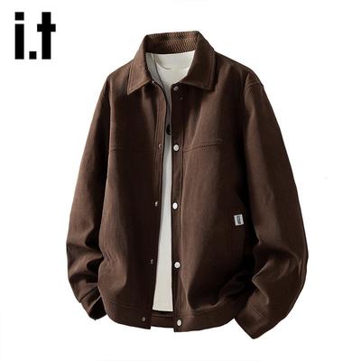 Izzue Men's Casual American-Style Loose Lapel Jacket