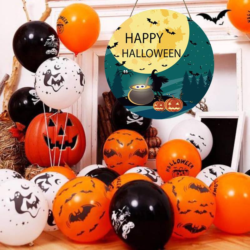 Round Wooden Halloween Hanging Sign Decorations for Home