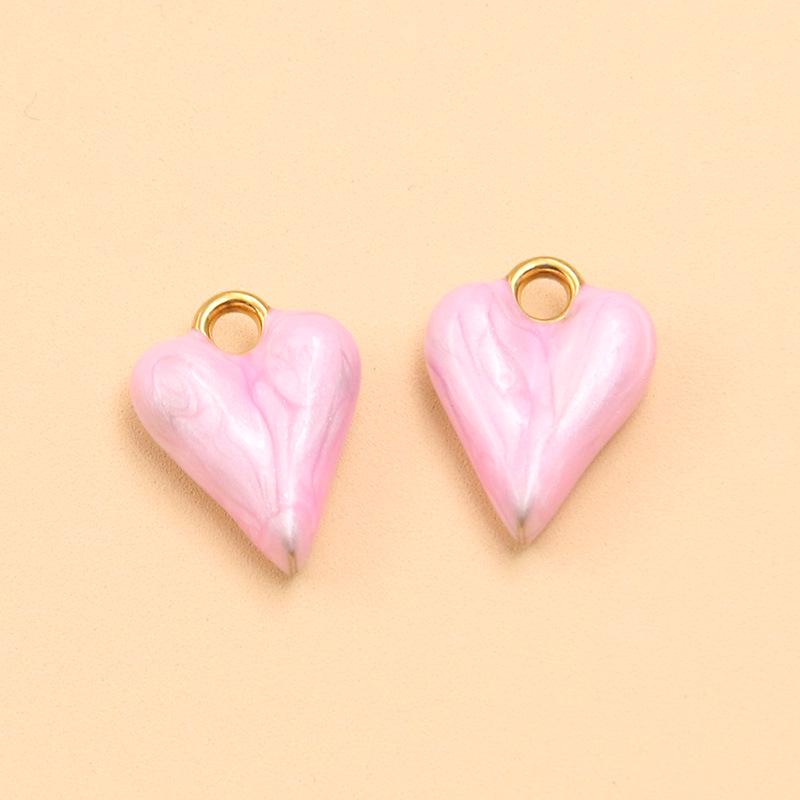6 Color 12x16mm Stainless Steel Enamel Heart Pendant for DIY Jewelry - Handmade & Colorfast