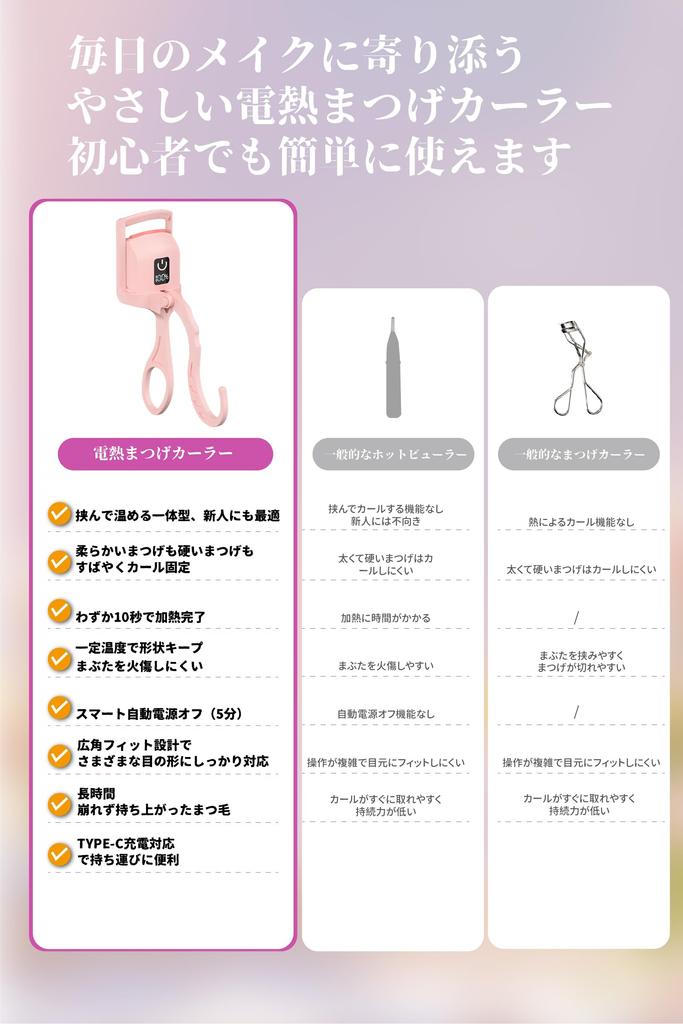 Electric Eyelash Curler with Smart Digital Safe Electric Heating Silicone Fits Asian Travel and Home Use 10-Second Heat-Up Time, 24-Hour Curl,