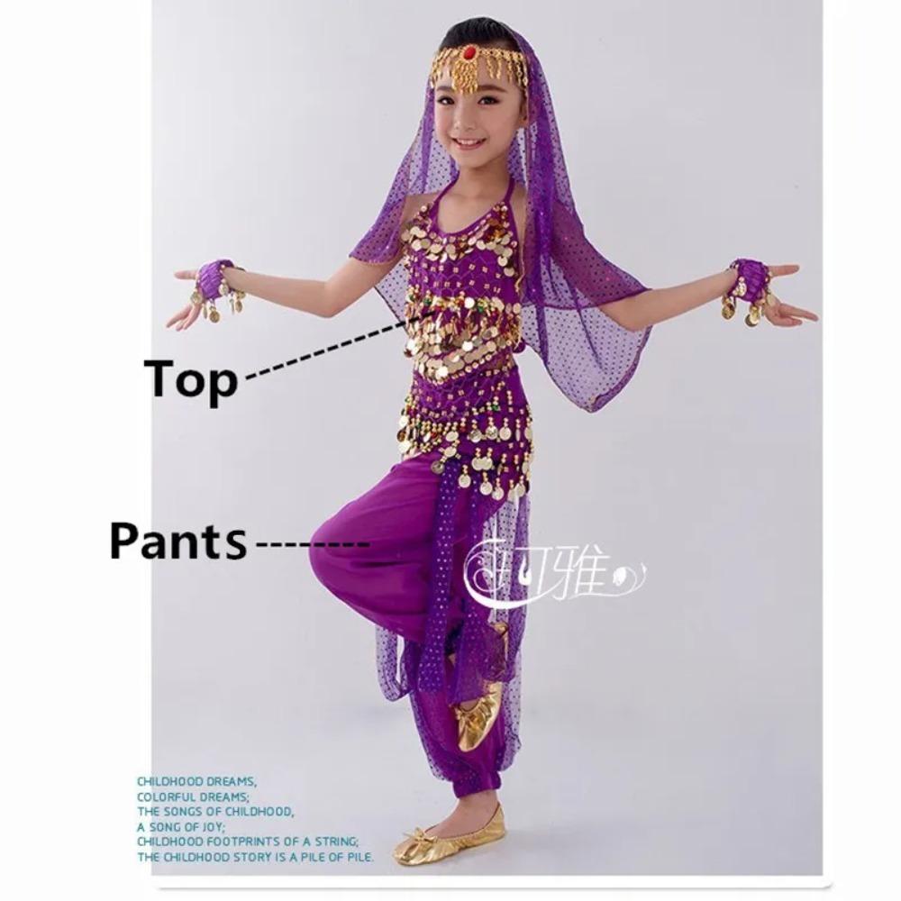 Ensemble Costumes de Danse du Ventre Enfants Danse Orientale Filles Danse du Ventre Inde Vêtements de Danse du Ventre Enfant Enfants Indien 6 Couleurs