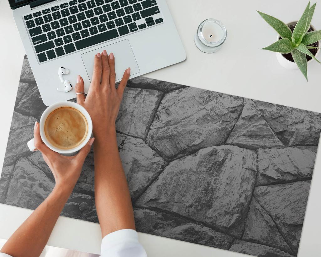 Desk Protector Mat Keyboard Mouse Stone Wall 90X45 Cm