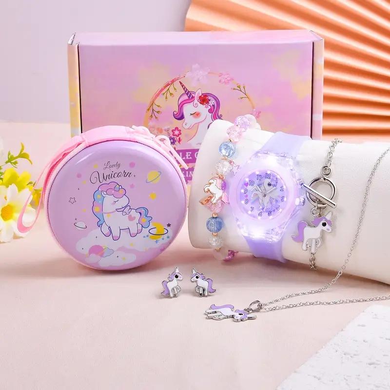Surprise blind box; new simple jelly color student fashion round silicone strap quartz watch strap jewelry set; random style.