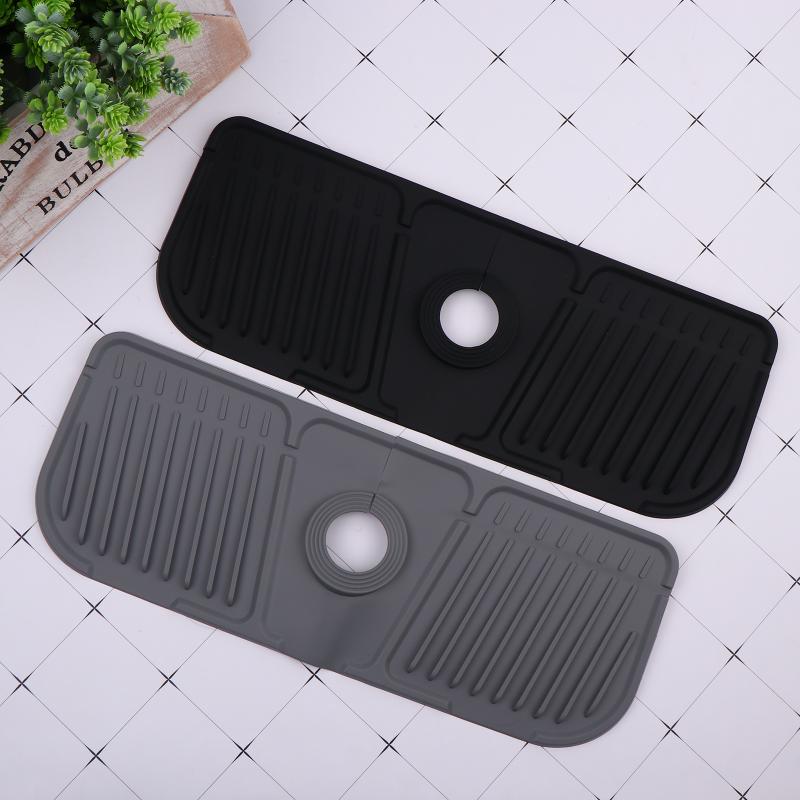 Kitchen Silicone Faucet Mat Bathroom Drain Soap Box Free Punch Drain Rack Washing Table Soap Tray Countertop Protector