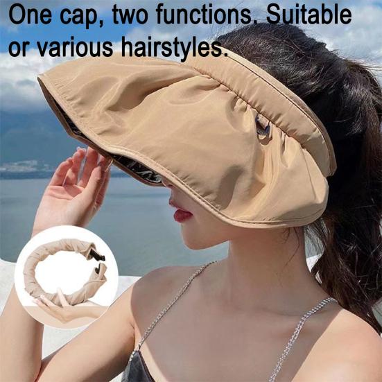 Damen Sonnenhut Leeres Oberteil Design Verstellbare Passform Outdoor Breiter Rand Sonnenschutzhut Tragbar Aufrollbar Wandern
