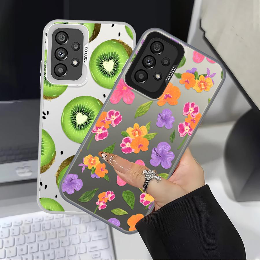 Case for Samsung Galaxy A06 A07 A03 A72 A50 A04 A05 A51 A52 A56 A54 A71 A10 A20 Back Phone Cover Fruit Flowers