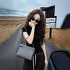 Black short-sleeved T-shirt women's summer new popular unique super good-looking slim and thin contrasting color temperament top