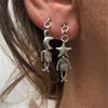 1 Pair Lightweight Moon and Star Cartoon Design Earrings Bohemian Style Fashion Jewelry Versatile for Casual Formal Outfits