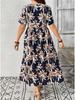 Elegant Plus Size Summer Dress - Women's Round Neck Print Short Sleeve Fashion 2026