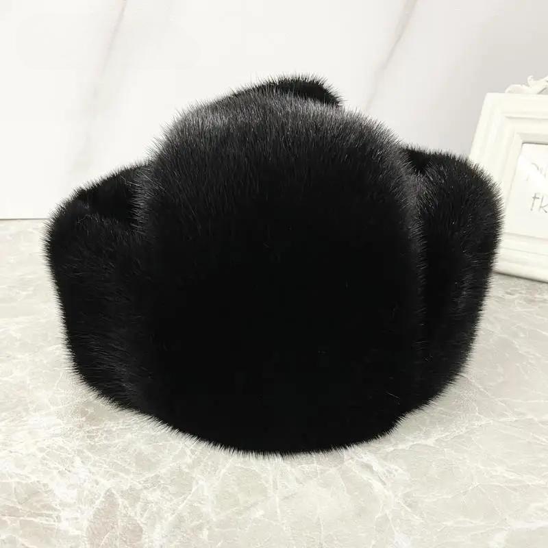 Ushanka Hat Man Luxury Winter Hat Full Pelt Real Mink Fur Bomber Cold Cap High Quality  Russian Military Style Trapper Hat