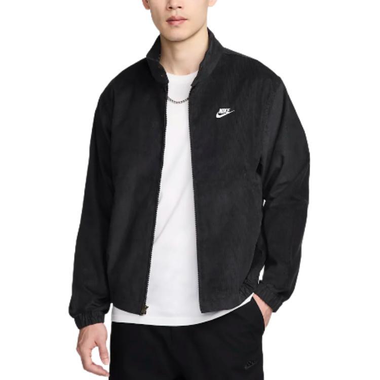 Nike Sportswear Club Stand Collar Fashion Solid Color Zip Jacket Men jackets Black FZ0632-010