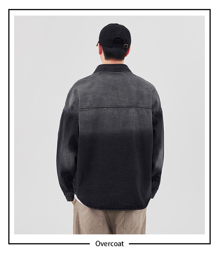 2024 Autumn/Winter Men's Loose Japanese Denim Jacket: Washed Casual Long Sleeve Shirt Style Streetwear.
