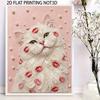 Easy DIY Framed Pearl Bead Painting Kit with Romantic Kiss Lips White Cat 3D Sparkling Canvas Art for Home Decoration Gift Idea