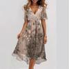 Elegant And Fashionable Printed Knee Length Dress For Women 2025 New Loose Casual V-neck Floral New Printed Dress Femme Robe