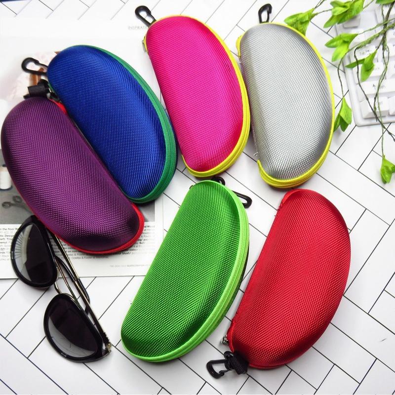 1/2pcPortable EVA Glasses Case with Carabiner Hook Colorful Sunglasses Hard Case Zipper Eyeglasses Protector Box Holder New 2025