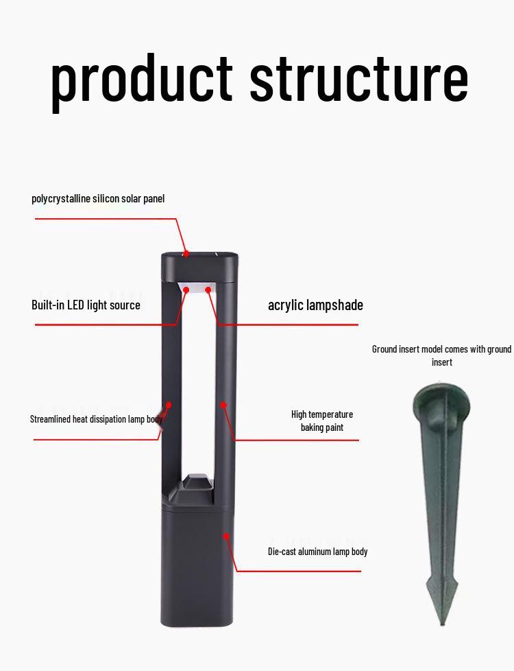 Solar-Powered Aluminum Minimalist Garden Light for Lawn, Villa, and Courtyard Lighting