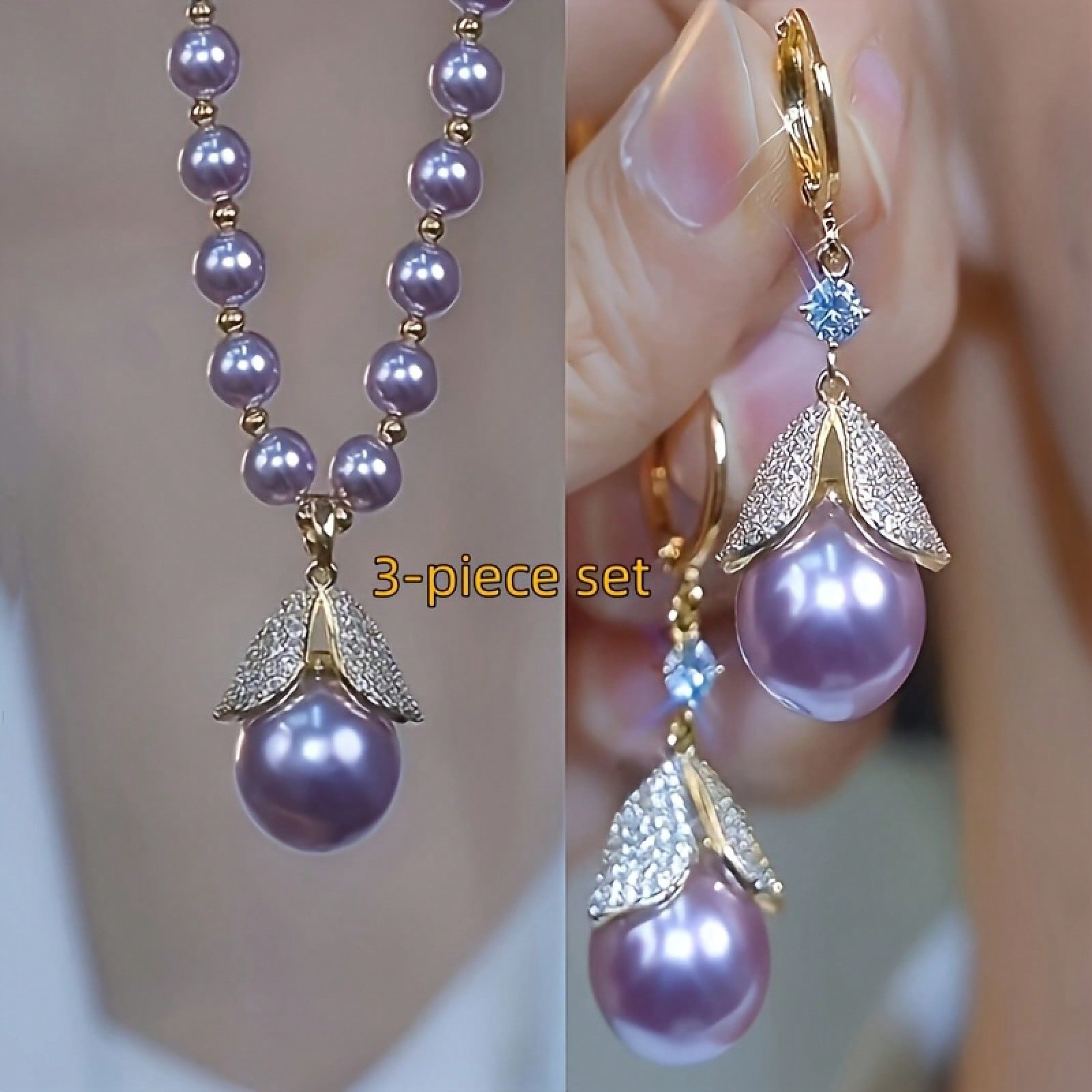 

Этот набор из трех предметов, состоящий из ожерелья с подвеской в виде хвоста русалки из фиолетового искусственного жемчуга и серег, идеально подходит для повседневной носки, дней рождения и особых случаев.