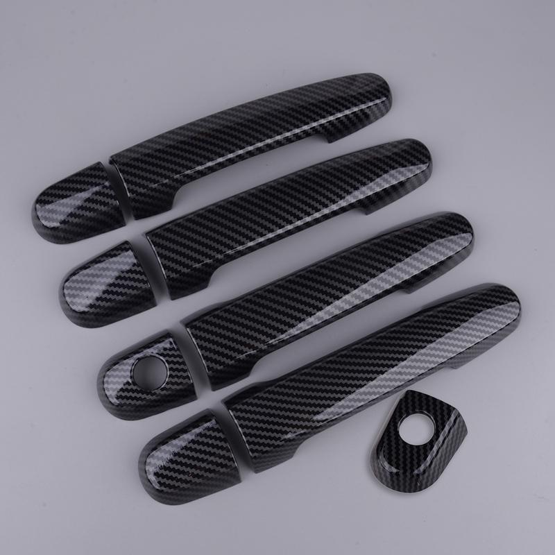 Car Door Handle Cover Trim Molding Kit Fit for Toyota Yaris Sedan Hatchback 2007-2009 2010 2011 Carbon Fiber Texture ABS Plastic