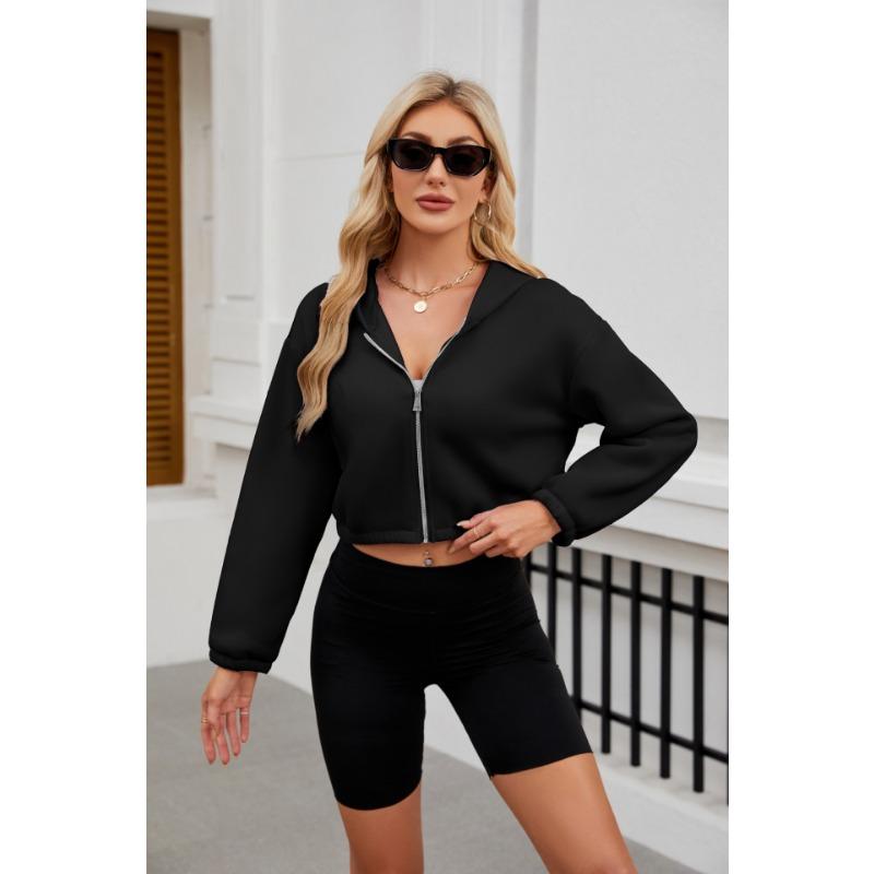 JKASHDK Women s Fashion Casual Solid Color Print Long Sleeve Hooded Hoodies & Sweatshirts L чёрный