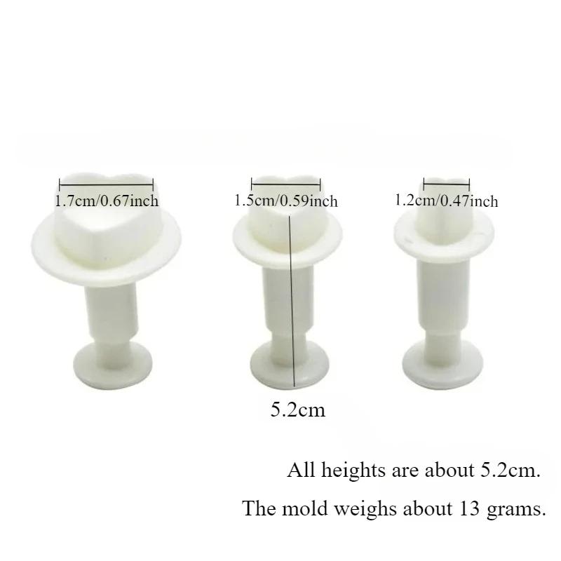 3Pcs/Set Heart Cake Decorating Tools Cake Plunger Cookie Cutter Diy Mold Kitchen Accessories Cookie Stamp Baking Accessories